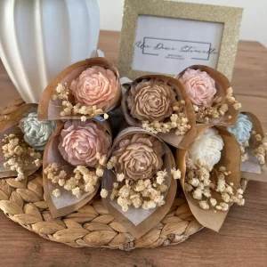 Ensemble de bouquets de bougies Pivoine pour cadeau invité