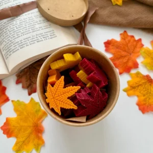 Coffret de 15 fondants parfumés Automne en forme de feuille